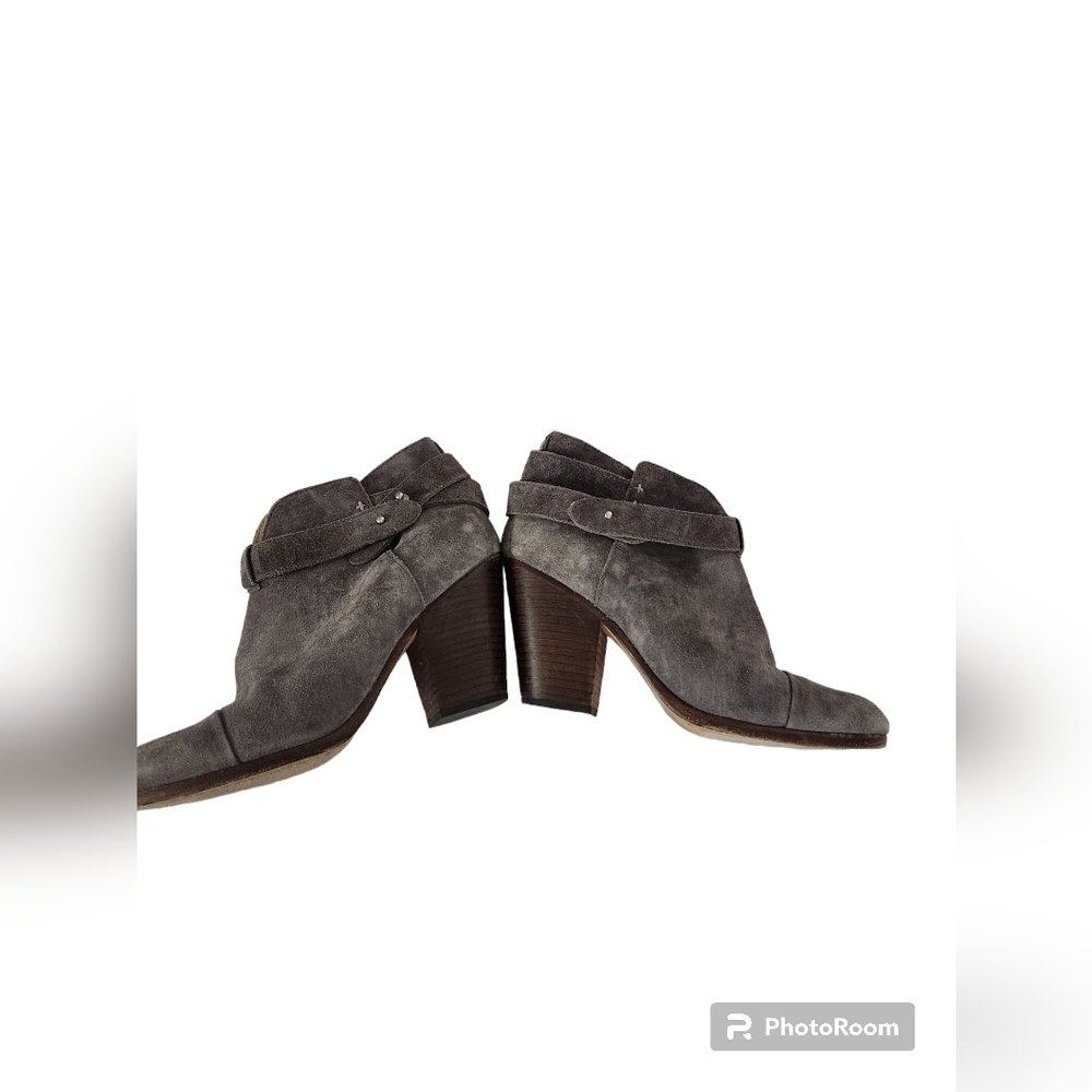Rag & Bone Harrow Boots Asphalt Suede Gray Booties Sz 39/8us - Picture 3 of 4